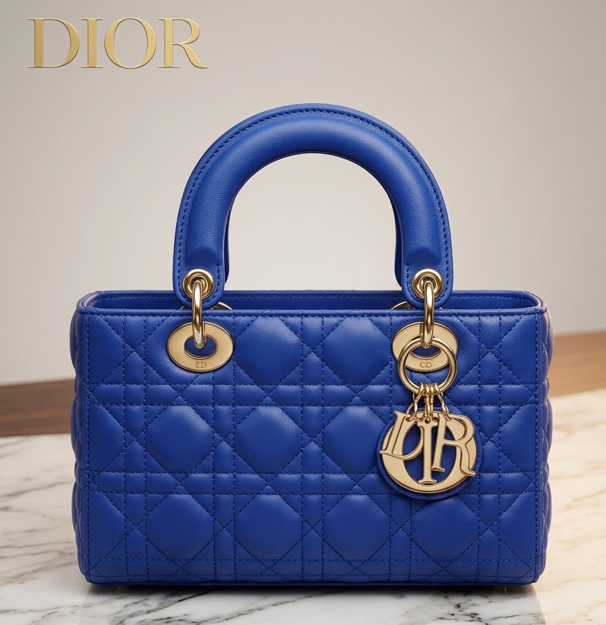 Lady Dior Mini en Cuir Bleu